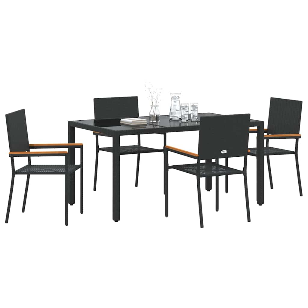 Garten Essgruppe 5 pcs Schwarz 150 x 90 x 75 cm Poly-Rattan