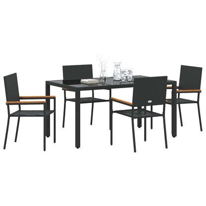 Garten Essgruppe 5 pcs Schwarz 150 x 90 x 75 cm Poly-Rattan