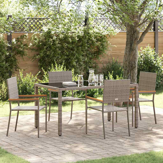 Garten Essgruppe 5 pcs Grau 150 x 90 x 75 cm Poly-Rattan