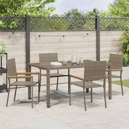 Garten Essgruppe 5 pcs Grau 150 x 90 x 75 cm Poly-Rattan