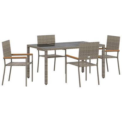 Garten Essgruppe 5 pcs Grau 150 x 90 x 75 cm Poly-Rattan