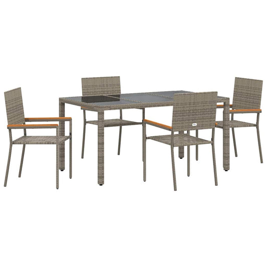 Garten Essgruppe 5 pcs Grau 150 x 90 x 75 cm Poly-Rattan