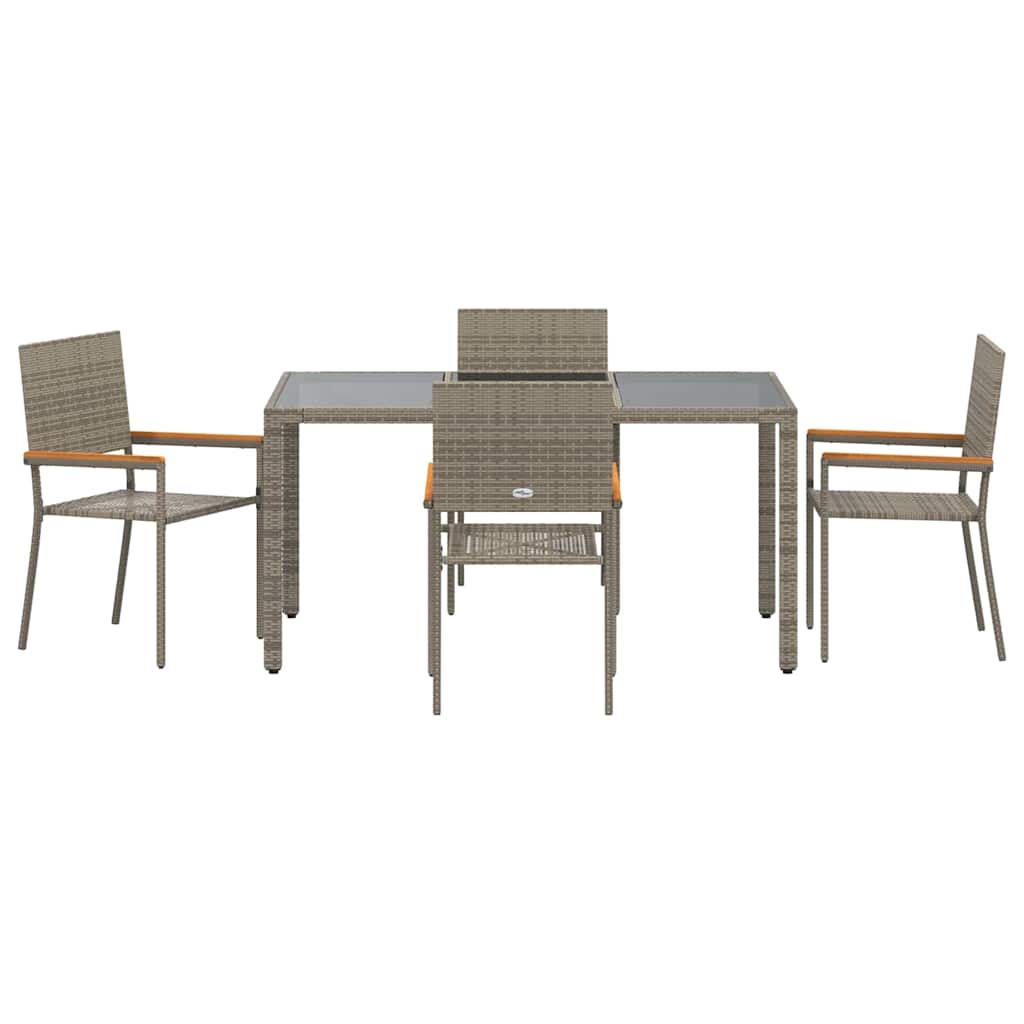 Garten Essgruppe 5 pcs Grau 150 x 90 x 75 cm Poly-Rattan