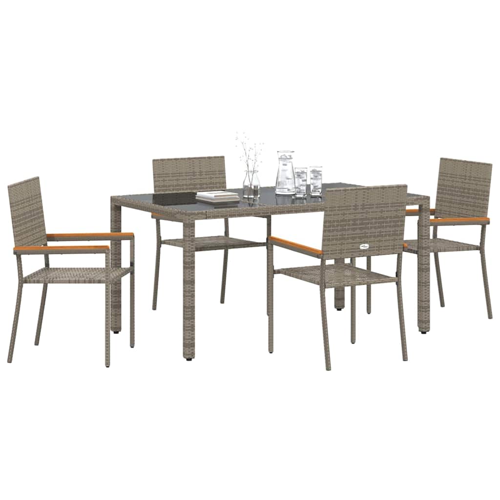Garten Essgruppe 5 pcs Grau 150 x 90 x 75 cm Poly-Rattan