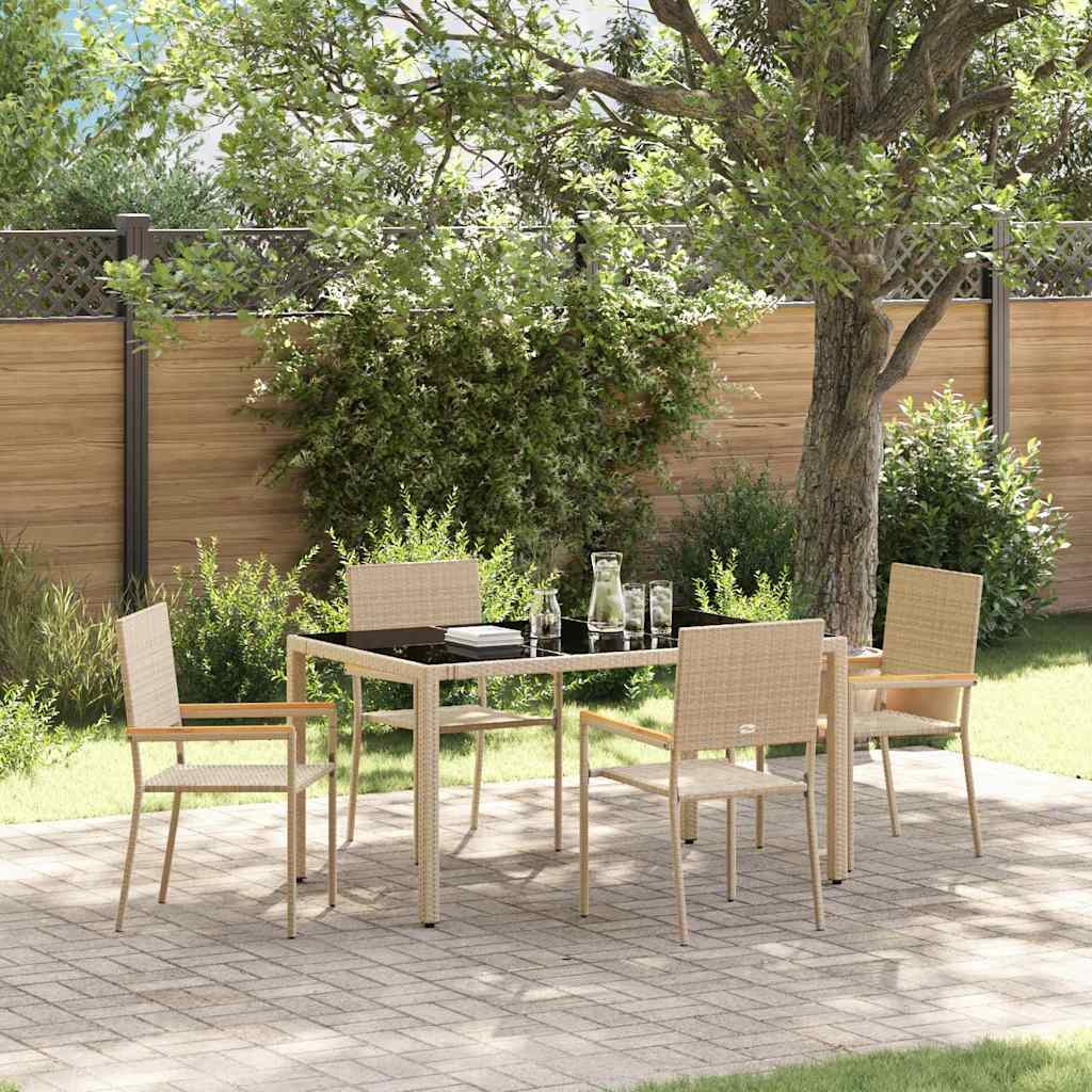Garten Essgruppe 5 pcs Beige 150 x 90 x 75 cm Poly-Rattan