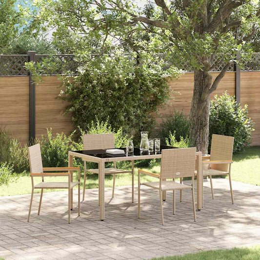 Garten Essgruppe 5 pcs Beige 150 x 90 x 75 cm Poly-Rattan