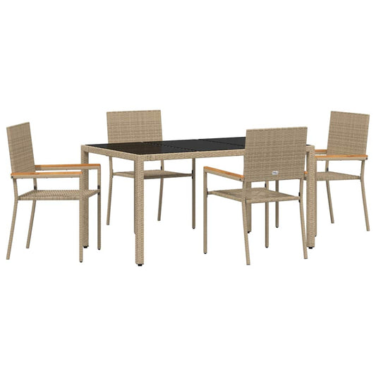 Garten Essgruppe 5 pcs Beige 150 x 90 x 75 cm Poly-Rattan