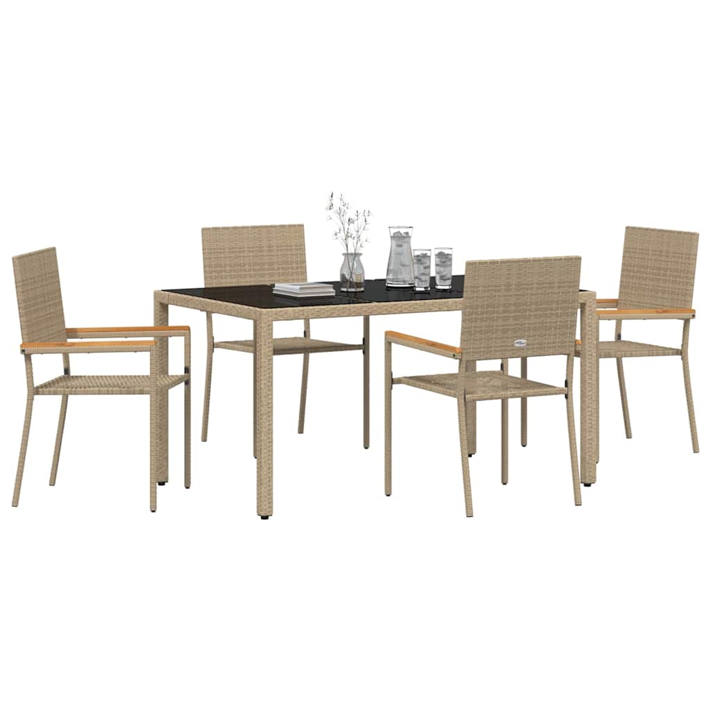 Garten Essgruppe 5 pcs Beige 150 x 90 x 75 cm Poly-Rattan