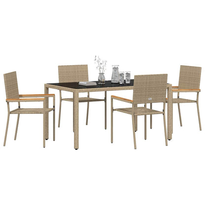Garten Essgruppe 5 pcs Beige 150 x 90 x 75 cm Poly-Rattan