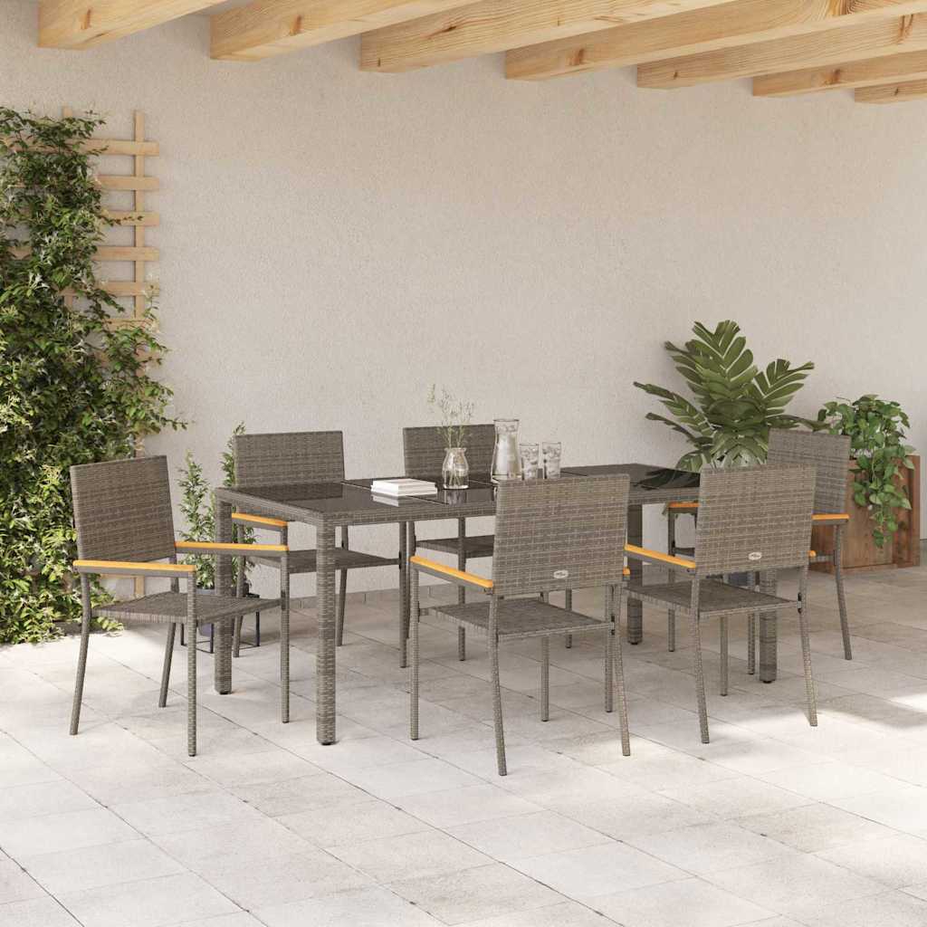 Garten Essgruppe 7 pcs Grau 150 x 90 x 75 cm Poly-Rattan