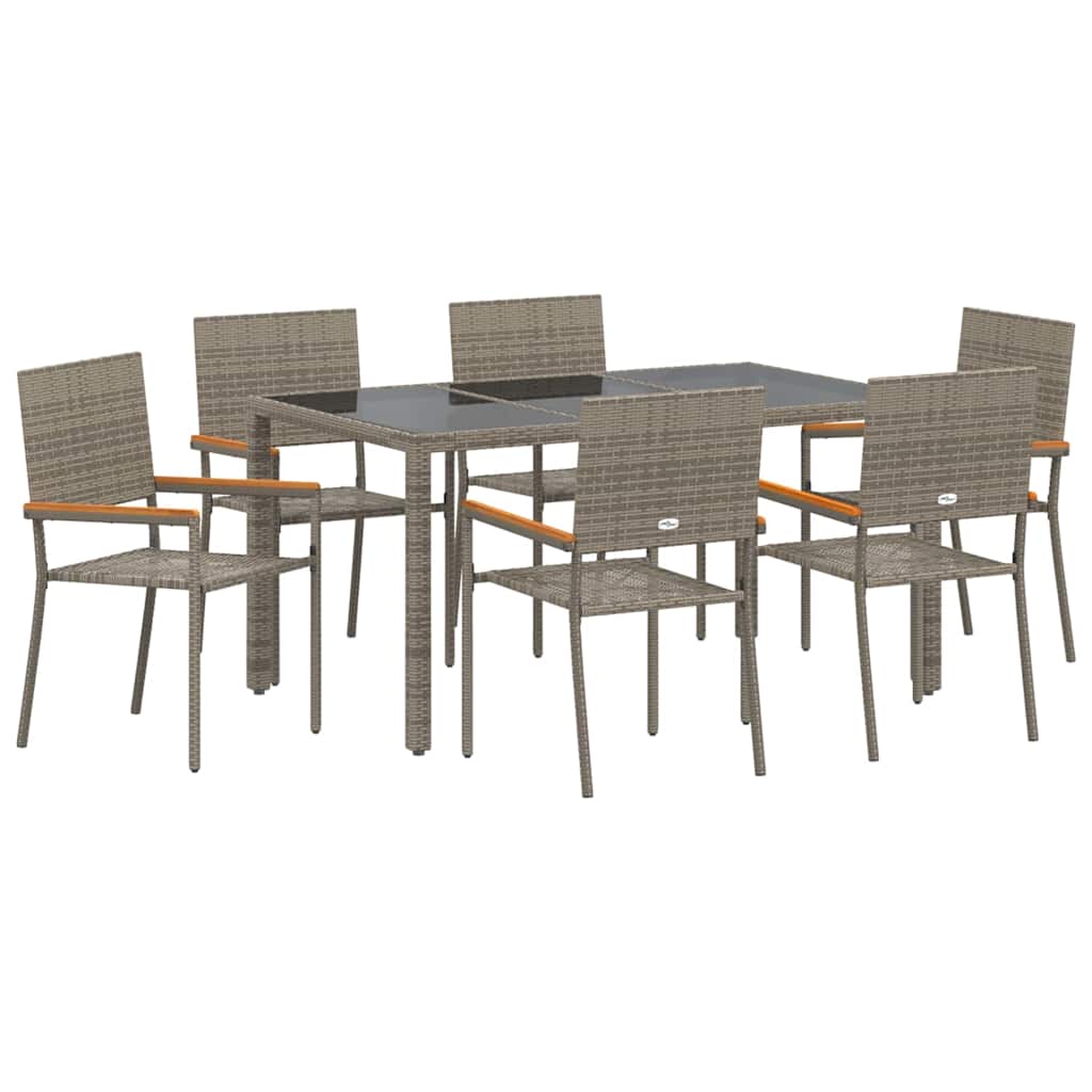 Garten Essgruppe 7 pcs Grau 150 x 90 x 75 cm Poly-Rattan