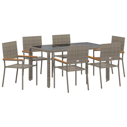 Garten Essgruppe 7 pcs Grau 150 x 90 x 75 cm Poly-Rattan