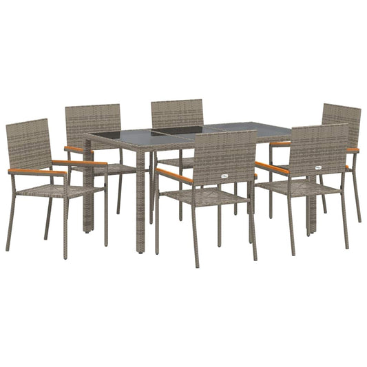 Garten Essgruppe 7 pcs Grau 150 x 90 x 75 cm Poly-Rattan
