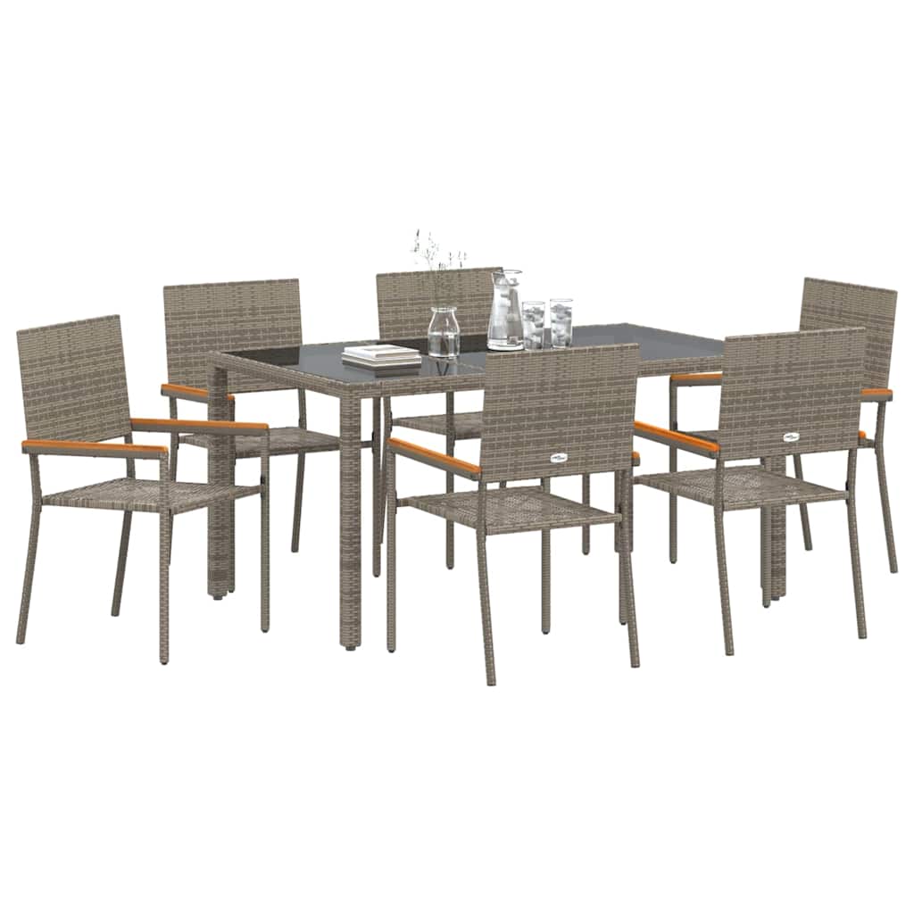 Garten Essgruppe 7 pcs Grau 150 x 90 x 75 cm Poly-Rattan