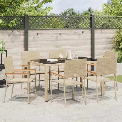 Garten Essgruppe 7 pcs Beige 150 x 90 x 75 cm Poly-Rattan