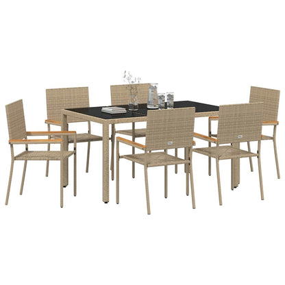 Garten Essgruppe 7 pcs Beige 150 x 90 x 75 cm Poly-Rattan