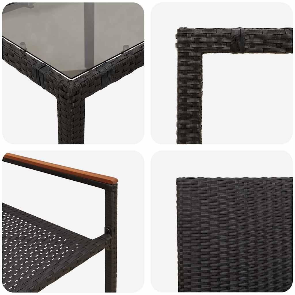 Garten Essgruppe 7 pcs Schwarz 190 x 90 x 75 cm Poly-Rattan