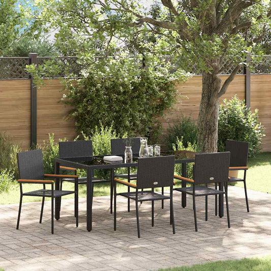 Garten Essgruppe 7 pcs Schwarz 190 x 90 x 75 cm Poly-Rattan