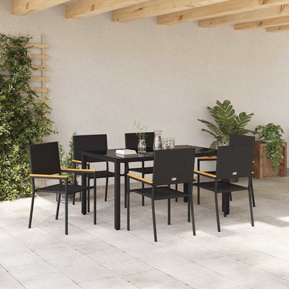 Garten Essgruppe 7 pcs Schwarz 190 x 90 x 75 cm Poly-Rattan
