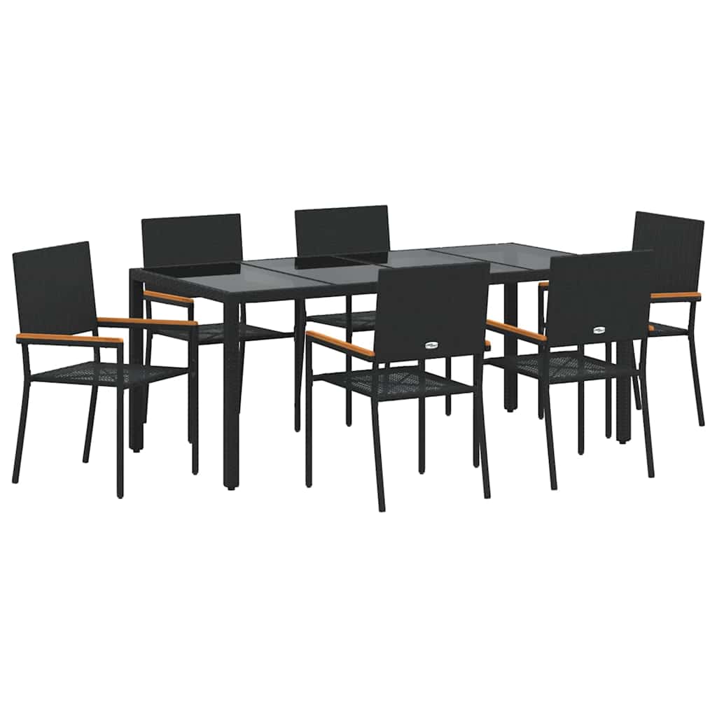 Garten Essgruppe 7 pcs Schwarz 190 x 90 x 75 cm Poly-Rattan