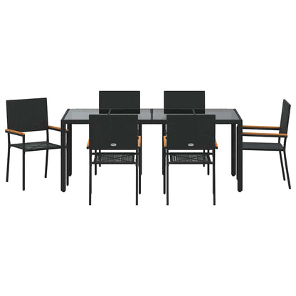Garten Essgruppe 7 pcs Schwarz 190 x 90 x 75 cm Poly-Rattan