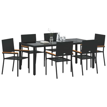 Garten Essgruppe 7 pcs Schwarz 190 x 90 x 75 cm Poly-Rattan