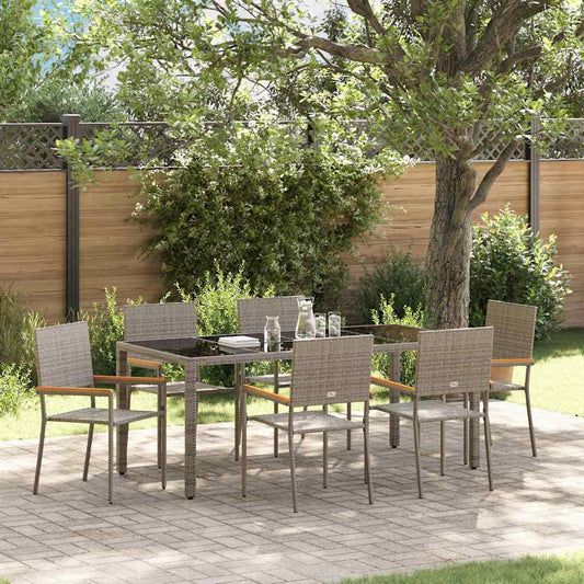 Garten Essgruppe 7 pcs Grau 190 x 90 x 75 cm Poly-Rattan