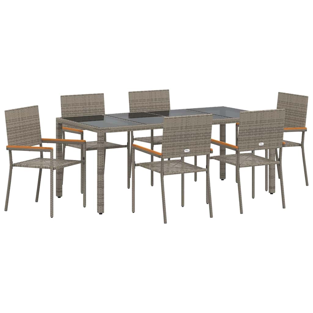 Garten Essgruppe 7 pcs Grau 190 x 90 x 75 cm Poly-Rattan