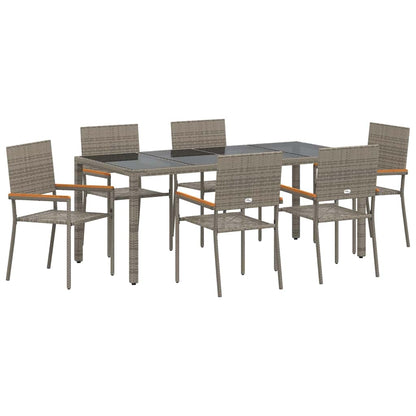 Garten Essgruppe 7 pcs Grau 190 x 90 x 75 cm Poly-Rattan