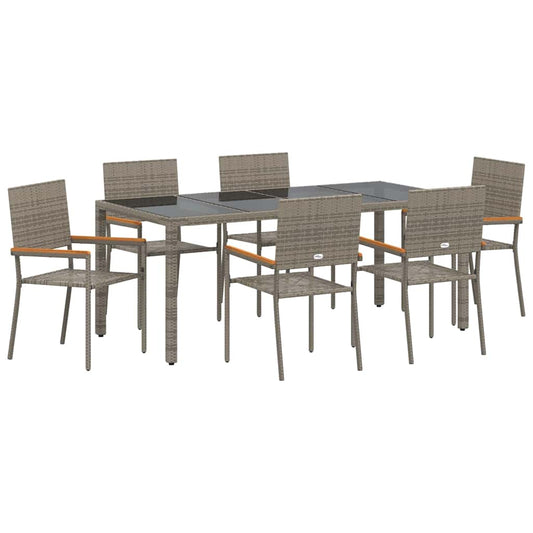 Garten Essgruppe 7 pcs Grau 190 x 90 x 75 cm Poly-Rattan