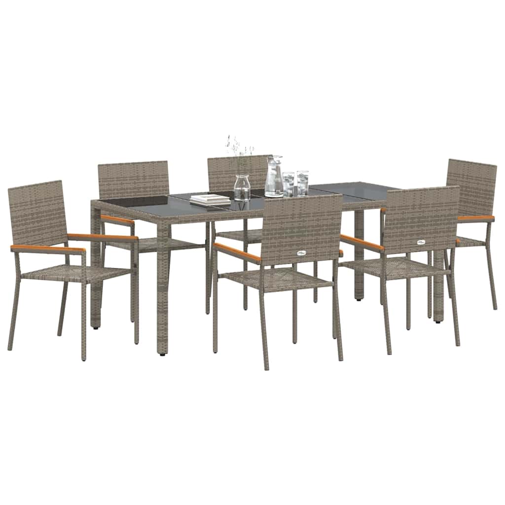 Garten Essgruppe 7 pcs Grau 190 x 90 x 75 cm Poly-Rattan