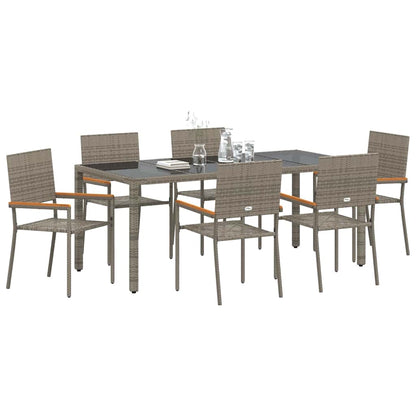 Garten Essgruppe 7 pcs Grau 190 x 90 x 75 cm Poly-Rattan