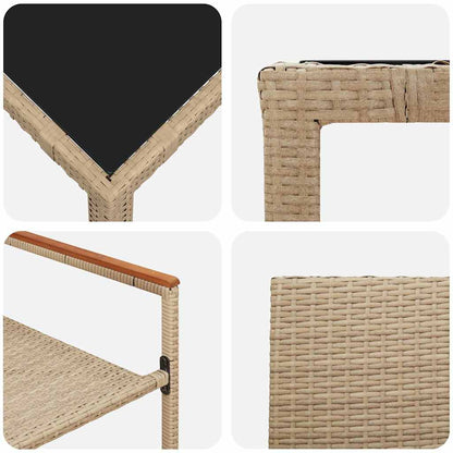 Garten Essgruppe 7 pcs Beige und Schwarz Poly-Rattan