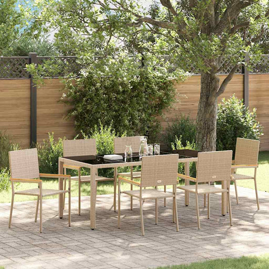 Garten Essgruppe 7 pcs Beige, Schwarz 190 x 90 x 75 cm