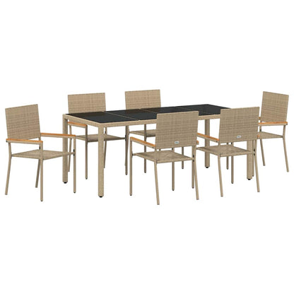 Garten Essgruppe 7 pcs Beige, Schwarz 190 x 90 x 75 cm