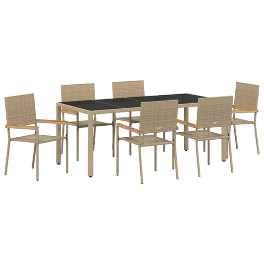 Garten Essgruppe 7 pcs Beige, Schwarz 190 x 90 x 75 cm