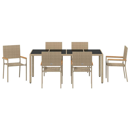 Garten Essgruppe 7 pcs Beige, Schwarz 190 x 90 x 75 cm