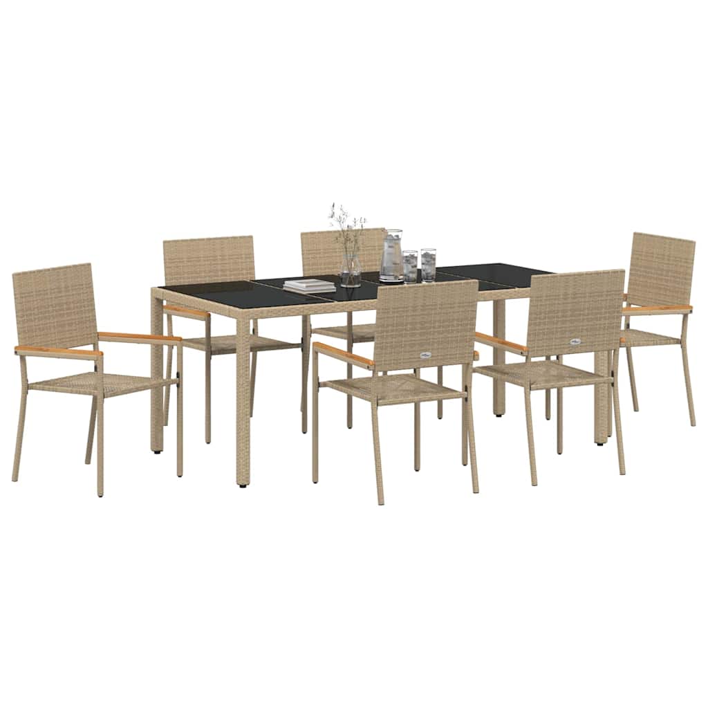 Garten Essgruppe 7 pcs Beige, Schwarz 190 x 90 x 75 cm