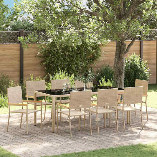 Garten Essgruppe 9 pcs Beige 190 x 90 x 75 cm Poly-Rattan