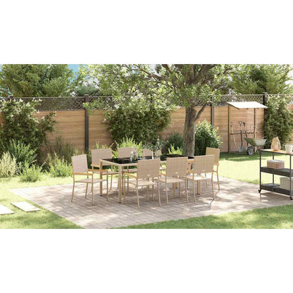Garten Essgruppe 9 pcs Beige 190 x 90 x 75 cm Poly-Rattan