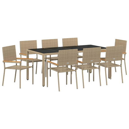 Garten Essgruppe 9 pcs Beige 190 x 90 x 75 cm Poly-Rattan