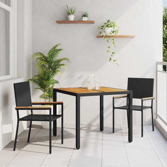 Garten Essgruppe 3 pcs Schwarz, Braun 90 x 90 x 75 cm