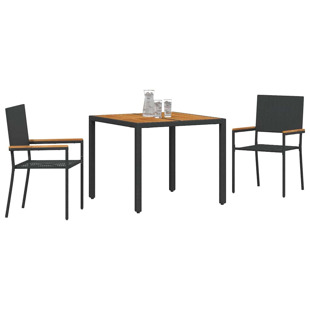 Garten Essgruppe 3 pcs Schwarz, Braun 90 x 90 x 75 cm