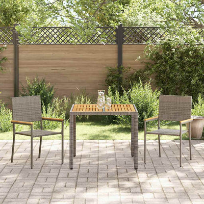 Garten Essgruppe 3 pcs Grau 90 x 90 x 75 cm Poly-Rattan