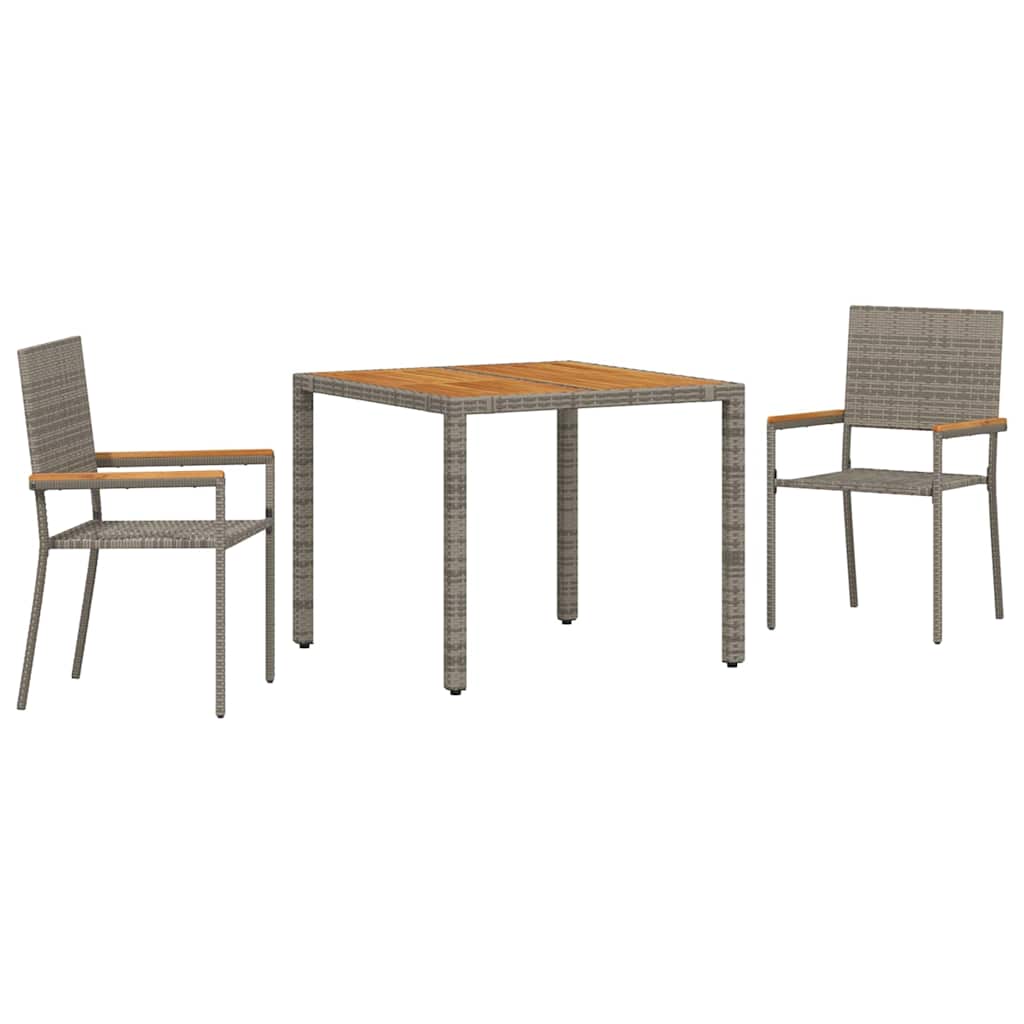 Garten Essgruppe 3 pcs Grau 90 x 90 x 75 cm Poly-Rattan