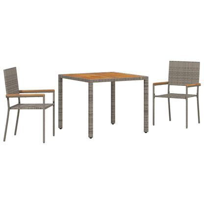 Garten Essgruppe 3 pcs Grau 90 x 90 x 75 cm Poly-Rattan