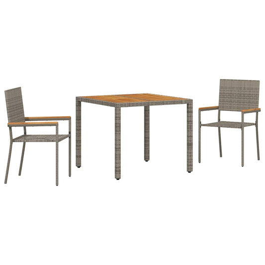 Garten Essgruppe 3 pcs Grau 90 x 90 x 75 cm Poly-Rattan