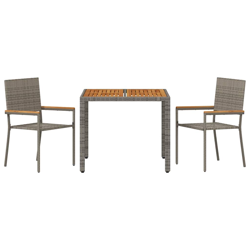 Garten Essgruppe 3 pcs Grau 90 x 90 x 75 cm Poly-Rattan