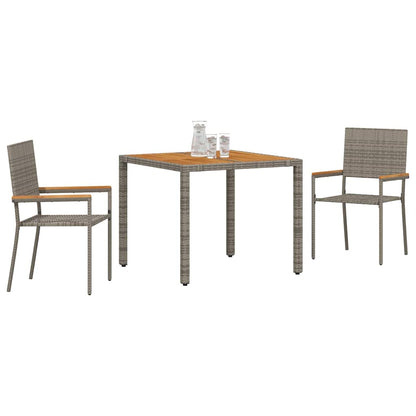 Garten Essgruppe 3 pcs Grau 90 x 90 x 75 cm Poly-Rattan