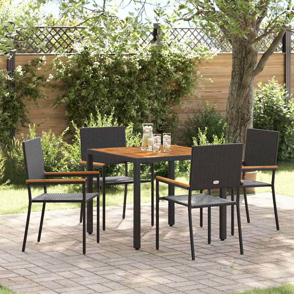 Garten Essgruppe 5 pcs Schwarz und Braun 90 x 90 x 75 cm